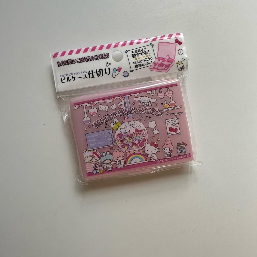 Sanrio Characters Partition Pill Case Pink Plastic